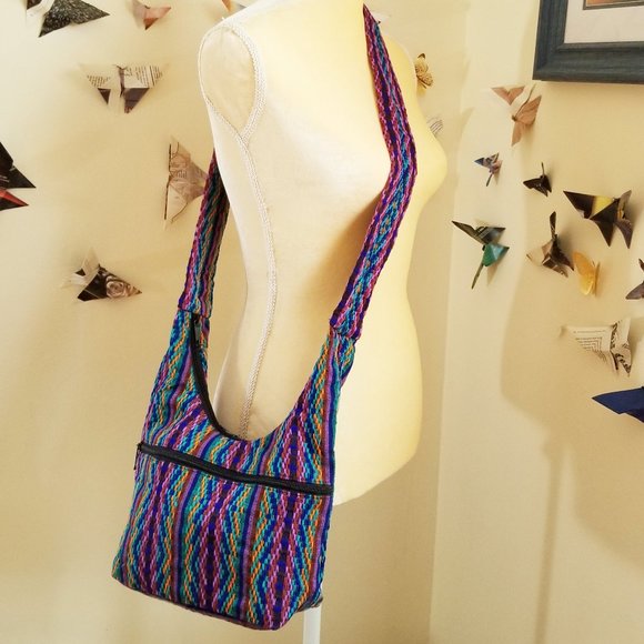 The ULTIMATE Boho Hippie Hobo Cloth Southwestern Multicolor Comfy Blue Crossbody - Picture 3 of 8